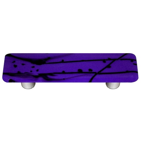 Palacedesigns Mardi Gras Black with Cobalt Blue Rectangle Glass Cabinet Pull - Aluminum Post PA2522021